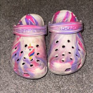 CROCS Kids Unicorn Slippers - Pink and Purple